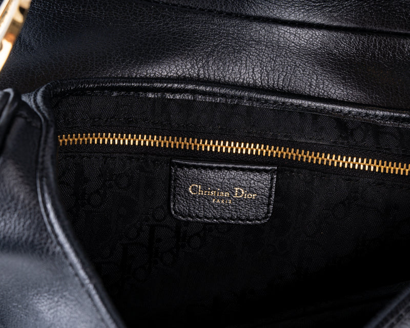 Christian Dior Black Leather Saddle Bag